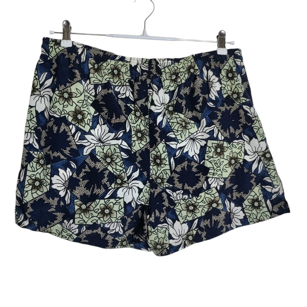 Pacific Scene Mens Floral Patchwork Swim Trunks‎ Navy Green XL C0657A